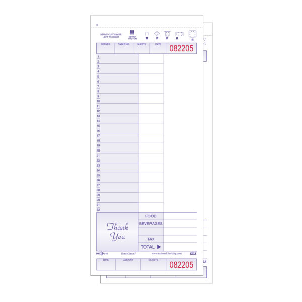 Large-Wide Two-Part Carbonless Guest Check - National Checking