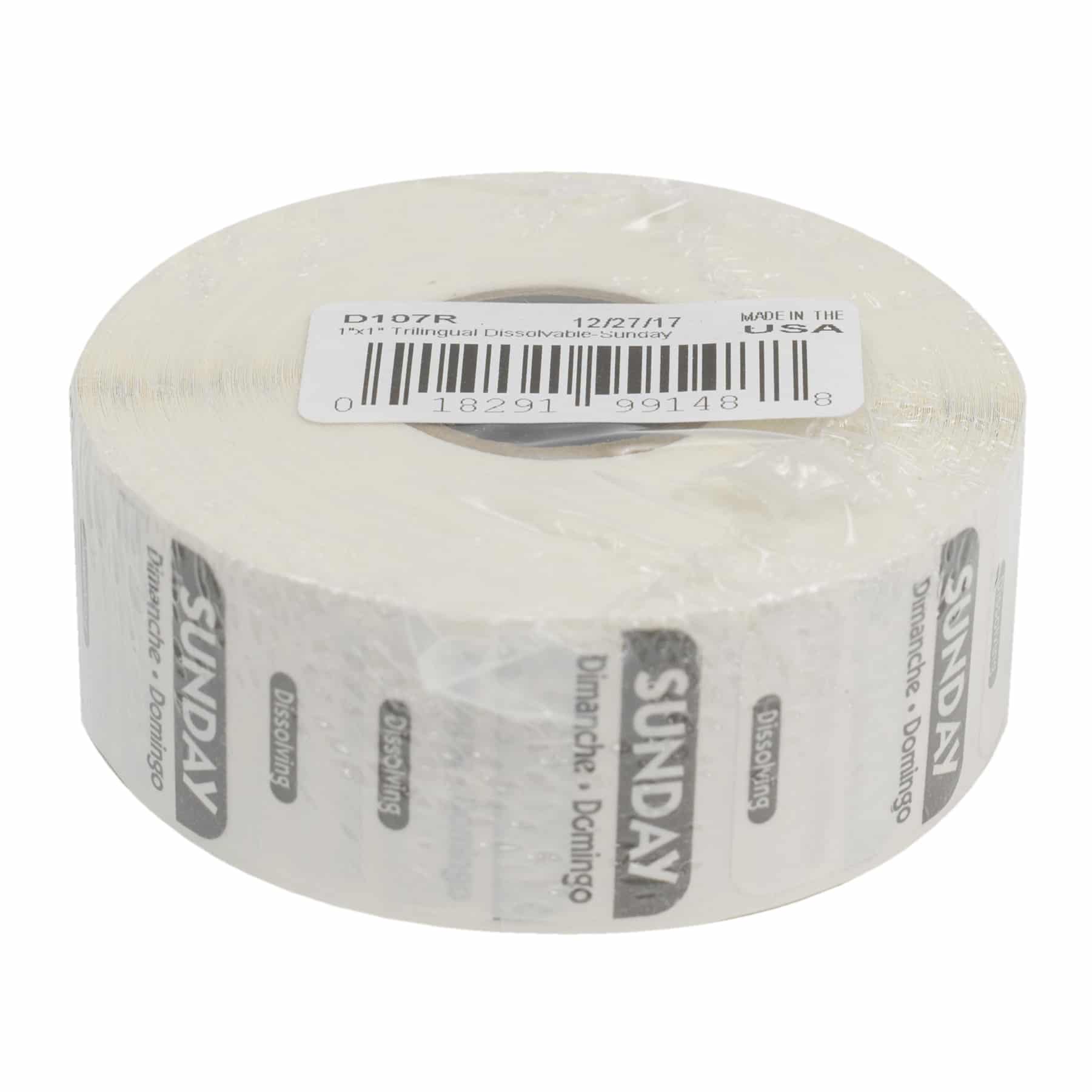 D107R 1” X 1” Dissolving Labels