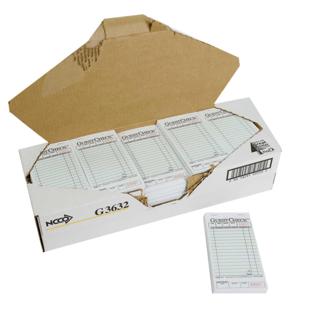 Paper Card Check Medium Single Copy Cardboard Guest Check - National Checking
