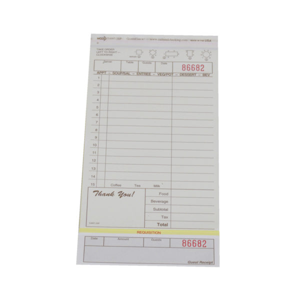 Large-Wide Three-Part Carbonless Guest Check - National Checking