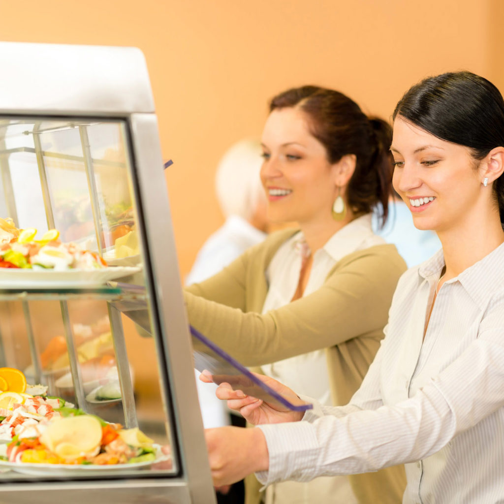 women choosing lunch