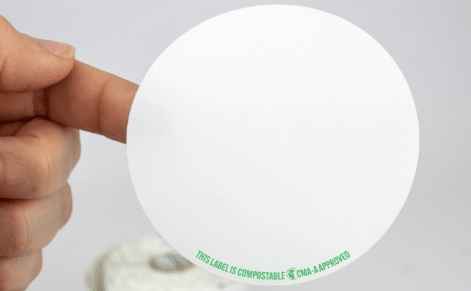 sustainable labels for packaging CMA-A Compostable Certified and PFAS-free