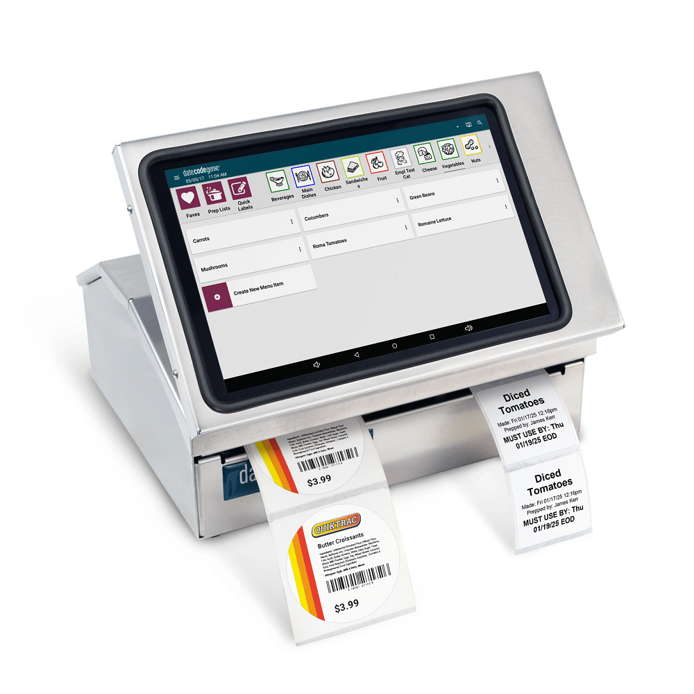 DateCodeGenie X23 dual thermal food Label Printer integrated food labeling solution SKU# DCGX23