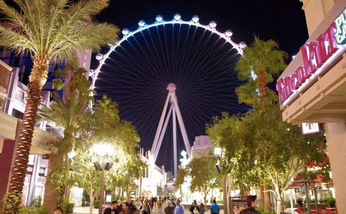 LINQ High Roller Ferris wheel at night, one of the many things to do while visiting Las Vegas for NACS